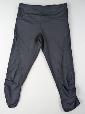 Lululemon Black Ruched Crop Leggings Size 2 Y2K Activewear